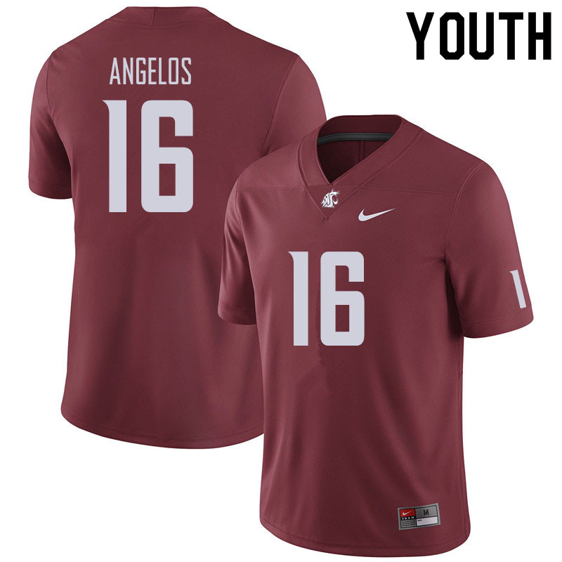 Youth #16 Aaron Angelos Washington State Cougars Football Jerseys Sale-Crimson - Click Image to Close